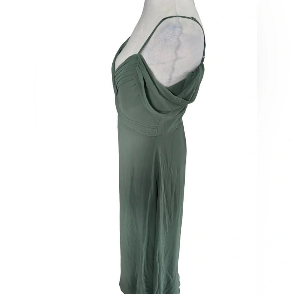Birdy Grey Spence Chiffon Bridesmaid Dress Sage Long Sage with Pockets Medium - Picture 8 of 14
